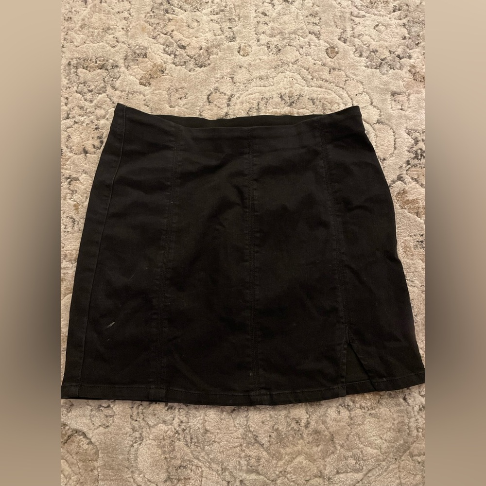 Free People Black Denim Skirt Elastic Waist - M